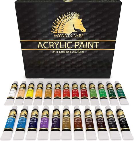 مجموعة طلاء الأكريليك من MyArtscape - أنابيب 24 × 12 مل - خفيفة الوزن - جسم ثقيل - تدوم طويلاً - ألوان نابضة بالحياة - لوازم فنية احترافية - دهانات بجودة فنية in Kuwait