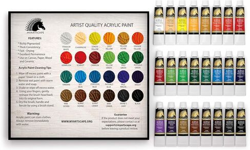 مجموعة طلاء الأكريليك من MyArtscape - أنابيب 24 × 12 مل - خفيفة الوزن - جسم ثقيل - تدوم طويلاً - ألوان نابضة بالحياة - لوازم فنية احترافية - دهانات بجودة فنية in Kuwait