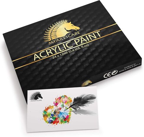 مجموعة طلاء الأكريليك من MyArtscape - أنابيب 24 × 12 مل - خفيفة الوزن - جسم ثقيل - تدوم طويلاً - ألوان نابضة بالحياة - لوازم فنية احترافية - دهانات بجودة فنية in Kuwait