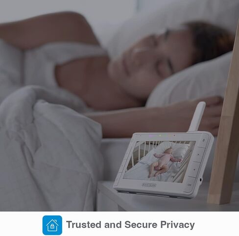 جهاز مراقبة الأطفال الذكي بالفيديو من بلاك + ديكر - شاشة 5 بوصات، مستشعر صور عالي الدقة 1080 بكسل، متوافق مع WiFi والتطبيق، تكبير/تصغير قابل للإمالة، حركة سلسة، التحدث في اتجاهين، رؤية ليلية بالأشعة تحت الحمراء، مراقبة درجة حرارة الغرفة in Saudi Arabia