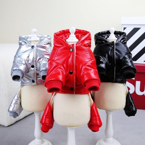 Dog Coat Windproof Jacket Cold Weather Coat 4 Legs Warm Dog Jumpsuit Winter Thick Clothes Snow Proof Coat Cotton Dog Coat for Small Dog Medium Dog Cat Black XL in Kuwait