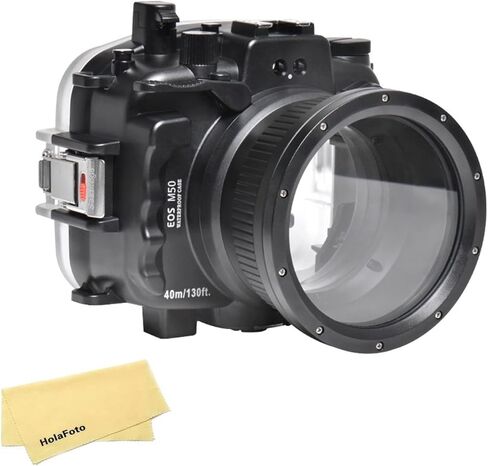 Searogs [40m/130ft] غطاء احترافي تحت الماء لكاميرا Canon EOS M50 / M50 II/EOS Kiss M، حافظة سكوبا مقاومة للماء متوافقة مع Canon EF-M 18-55mm f/3.5-5.6، 11-22mm f/4-5.6، 15- عدسة 45 ملم ببعد بؤري F3.5-6.3 in Kuwait
