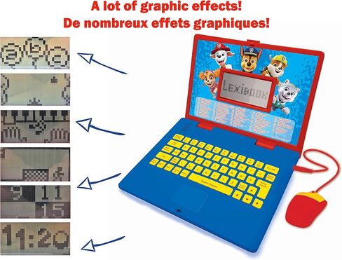LEXIBOOK JC598PAi1 Paw Patrol-كمبيوتر محمول تعليمي وثنائي اللغة فرنسي/إنجليزي-لعبة للأطفال (الأولاد والبنات) 124 نشاطًا، تعلم ألعاب اللعب والموسيقى مع تشيس مارشال-أحمر/أزرق in Saudi Arabia