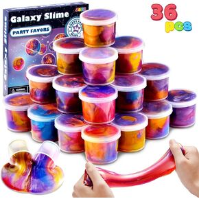 JOYIN Slime Party Favors, 36 Pack Galaxy Slime Ball Party Favors - Stretchy, Non-Sticky, Mess-Free, Stress Relief, and Safe for Girls and Boys - Perfect for Party, Classroom Reward