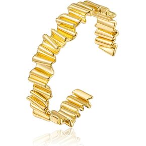 INNERDIVA Gold Adjustable Bangle Bracelet for Women Open Cuff Bracelet