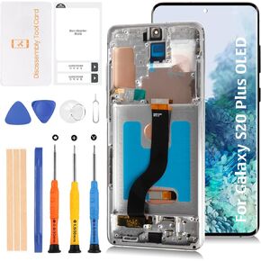 S20+ 5G OLED LCD Display (Fingerprint Support)+Cosmic Black Frame 6.67" Not 6.7" for Samsung Galaxy S20 Plus 4G SM-G985/S20+ 5G SM-G986 LCD Screen Replacement Touch Digitizer Assembly Kit in Kuwait