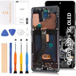 S20+ 5G OLED LCD Display +Cloud Blue Frame 6.67" Not 6.7" for Samsung Galaxy S20 Plus 4G SM-G985/S20+ 5G SM-G986 LCD Screen Replacement Touch Digitizer Assembly Kit