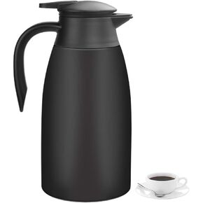 Thermal Coffee Carafe 68oz / 2L Insulated Stainless Steel, Coffee Carafes Double Walled Vacuum Pot Flask - Hot Beverage Dispenser/Water, Tea - Keep 12/24 Hours Hot/Cold (Silver)