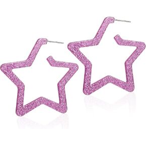 80s Classic Big Hoop Earrings Retro Neon Geometric Earrings Party Accessories for Women Girls