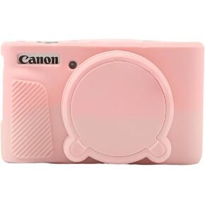 Case for Canon PowerShot SX740 HS Camera Protective Cover Canon SX740 HS Camera Soft Silicone Bag with Detachable Lens Cover Lightweight Skin friendly，Misty white