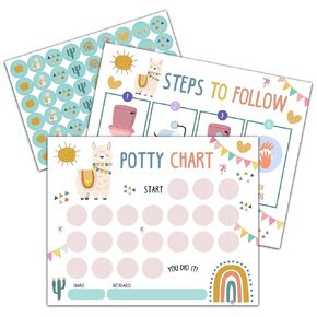 Dinosaur Potty Training Sticker Chart, 10 Potty Charts with 216 Round Stickers & 1 Instruction Sheet, Potty Reward Sticker Chart for Toddlers Boys - A06