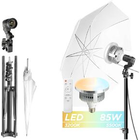 LimoStudio (LED Super Bright) 45W Next Gen. Foldable LED Bulb, 7600 Lumen, 6500K, 20 x 28 in Softbox, Upgraded 11 ft. Cable Light Socket, Photo Studio Lighting Kit, AGG3433