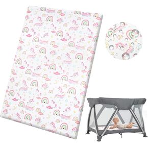 Pack and Play Mattress Topper 38" x 26" Waterproof Pack N Play Mattresses Pad Dual Side Soft & Firm Premium Foam Playard Mini Crib Mattresses with Removable Cover, Breathable & Comfort (Dinosaur)