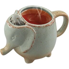 HAPPINESS APPLY HERE Ceramic 15oz Elephant Tea Mug Green