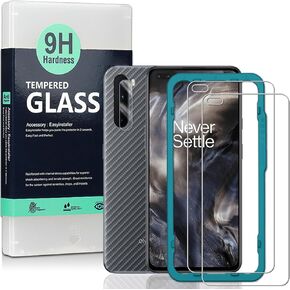 Ibywind Screen Protector For OnePlus Nord N10 5G,with 2Pcs Tempered Glass,1Pc Back Carbon Fiber Skin Protector[Fingerprint Reader,Easy to install]