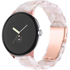 Resin Watch Band Compatible with Google Pixel Watch 3 41mm/Pixel Watch 2/Pixel Watch Women Men Metal Clasp Strap Lightweight Bracelet for Google Pixel Watch
