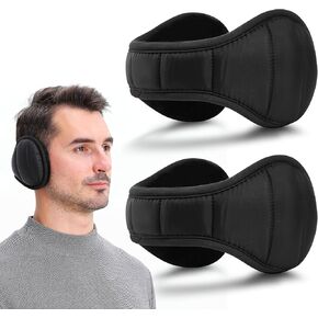 Eyegla Mens Winter Ear Muffs Foldable Cold Weather Earmuffs Fleece Warm Ear Warmers Behind The Head Ear Muffs