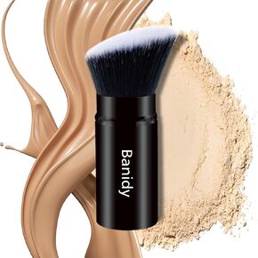 Makeup Brush Kabuki Face Brushes Retractable Travel Blush Brush Kabuki Brush Portable Flawless for Foundation, Powder Blush, Bronzer, Buffing, Liquid, Cream, Cruelty Free with Cover(1PCS)