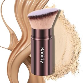 Makeup Brush Kabuki Face Brushes Retractable Travel Blush Brush Kabuki Brush Portable Flawless for Foundation, Powder Blush, Bronzer, Buffing, Liquid, Cream, Cruelty Free with Cover(1PCS)
