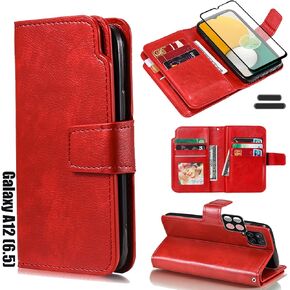 LMDAMZ for Galaxy A12(5G) 6.5 Inch Wallet Case [3+ Card Slots] ID Business Card Credit Card Slot Carry Pouch with Stand Double Sided Multi-Card Slot Flip Folding PU Wallet Leather Case (Blue)