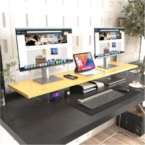 Walnut Monitor Stand Crystal Clear Acrylic ,Leg levitating design Height Adjustable,Dual Monitor Riser Shelf Organizer for Desk、Home Office、Printer、TV Screen、Keyboard Storage
