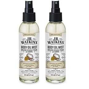 JR Watkins Natural Hydrating Body Oil Mist, Coconut Milk & Honey, Moisturizing Body Oil Spray for Glowing Skin, USA Made and Cruelty Free, 6 fl oz