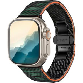 Apple Watch Band Compatible With Apple Watch Ultra2/Ultra/9/8/7/6/SE/5/4/3/2/1, Adjustable Smartwatch Replacement Strap, 100% Carbon Fiber Engraving process