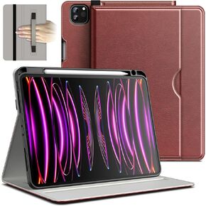 JETech Case for iPad Pro 11-Inch 4/3/2 (2022/2021/2020 Model), PU Leather Folio Protective Cover with Hand Strap, Pencil Holder & Pocket, Multi-Angle Viewing (Black)