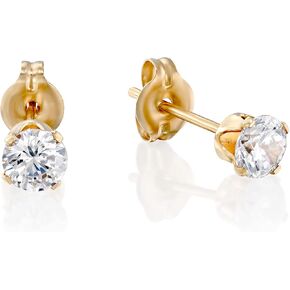 Everyday Gold Filled CZ Diamond Stud Earrings - Tiny Wedding Zircon Post Earrings for Bride and Bridesmaid - Size 3mm