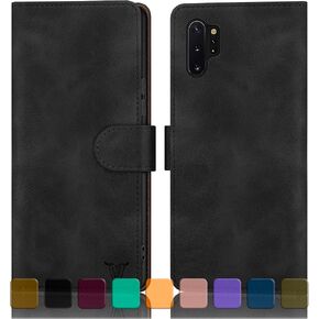 حافظة محفظة لهاتف Samsung Galaxy Note 10+/10 Plus مع حامل بطاقة الائتمان، [RFID Blocking] حافظة هاتف من جلد البولي يوريثان غطاء مقاوم للصدمات للنساء والرجال لهاتف Samsung Note10+ حافظة بنية