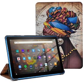Case for Amazon Fire HD 10 Tablet 13th Generation 2023 Release, Slim PU Leather Folding Stand Shell with Auto Wake/Sleep Smart Cover, Magic Map Vintage