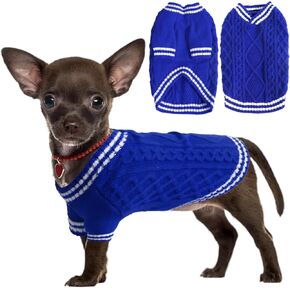 LibeDD Dog Sweaters for Small Dogs, Puppy Dog Sweater Christmas Outfit Cold Weather Dog V-Neck Sweatshirt Puppy Fall Winter Knit Warm Clothing Pomeranian Toys Poodle Clothes for Male Girl, Red, S