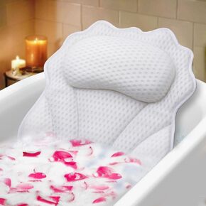 Bath Pillow RUVINCE Ergonomic Luxury Bathtub Pillow with Head,Neck, Shoulder and Back Support, 4D Bath Pillows for tub with 6 Powerful Suction Cups, Fits All Bathtub, Spa Tub, Hot Jacuzzi