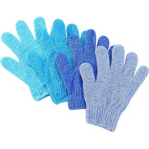Slick- Exfoliating Gloves, 4 Pcs, Skin Exfoliator for Body, Shower Gloves, Scrub Gloves Exfoliating, Exfoliating Body Scrub Gloves, Loofah Glove, Exfoliation Mitt, Bath Gloves