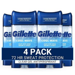 Gillette Clear Gel Men’s Antiperspirant and Deodorant, 72-Hour Sweat Protection, Cool Wave, #1 Clear Gel Brand for Men, 3.8 oz (Pack of 4)