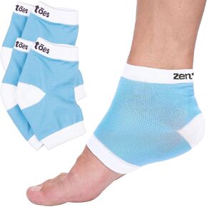 ZenToes Moisturizing Heel Socks 2 Pairs Gel Lined Toeless Spa Socks to Heal and Treat Dry, Cracked Heels While You Sleep (Regular, Blue)
