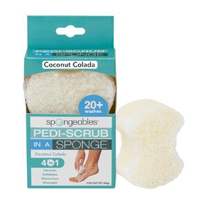 Spongeables Pedi-Scrub Foot Buffer Contains Shea Butter and Tea Tree Oil Exfoliating with Heel & Pedicure Paraben- and Cruelty-Free, Coconut Colada, 20+ Washes, 1 Count