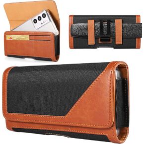 Nylon Belt Pouch Holsters for Men Compatible for iPhone 15 Pro Max/Galaxy A14 A15 A24 A34 A54 Note 20 10+ / Pixel 8 7 6 Pro/Motorola Edge Edge+ / OnePlus 12 11 / Nokia G310 G100 C110 (Blue)