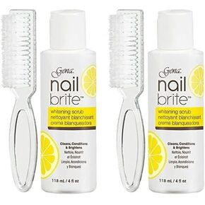 Gena Nail Brite Whitening Scrub with Brush, Cleans Conditions & Brightens Nails, 4 oz