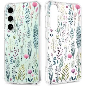 Floral Clear Case for Samsung Galaxy S24 FE for Women Girls,Pretty Phone Cover for Galaxy S24 FE,Flower Design Cute Pattern Slim Soft Drop Proof Protective TPU Bumper Case,FL-37