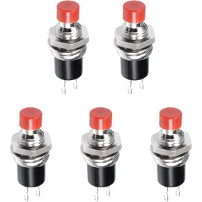 Rebower Push Button Switch SPST 1 NO Momentary Round Button, [for Light DIY Project] - 7mm / Black / 5 Pcs