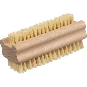 Konex Non-Slip Wooden Two-sided Hand and Nail Brush with Tampico Fiber Bristle. Fingernail brush with Beechwood body and Plant Based Fibers