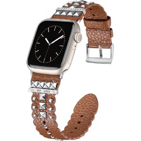 أحزمة جلدية متوافقة مع سوار ساعة Apple 38 مم 40 مم 41 مم 42 مم 44 مم 45 مم 49 مم للنساء والرجال، حزام بديل من الجلد الأصلي المحبب لسلسلة iWatch Apple Watch Series 9 8 7 6 5 4 3 SE Ultra in Kuwait