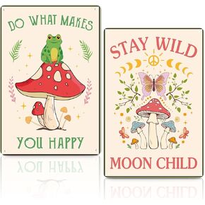 2 Pcs Vintage Wildflower Metal Tin Sign She is Like A Wildflower Beautiful Fierce and Free Wildflower Party Decorations Birthday Baby Shower Nursery Decor Wall Art Tin Signs 8x12 Inches