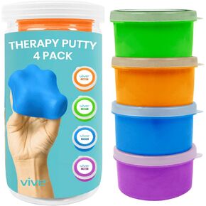 Vive Exercise Putty (6-Pack) - Therapeutic, Occupational and Therapy Tool - Thinking and Stress - Finger, Hand Grip Strength Exercises - Extra Soft, Soft, Medium, Firm Sensory Kit - Squeezable Ball