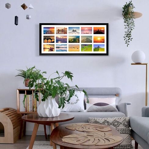 إطارات صور مجمعة مقاس 4 × 6 من MEBRUDY مع 15 فتحة، عبوتان من إطارات الصور السوداء المتعددة تعرض صور 4 × 6 مع حصيرة للتركيب على الحائط، نمط غير منتظم in Kuwait