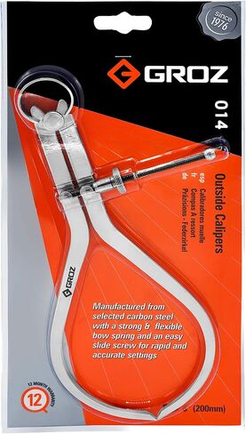 Groz 01411 4" Spring Outside Caliper, Matte Finish, with Solid Nut in Kuwait