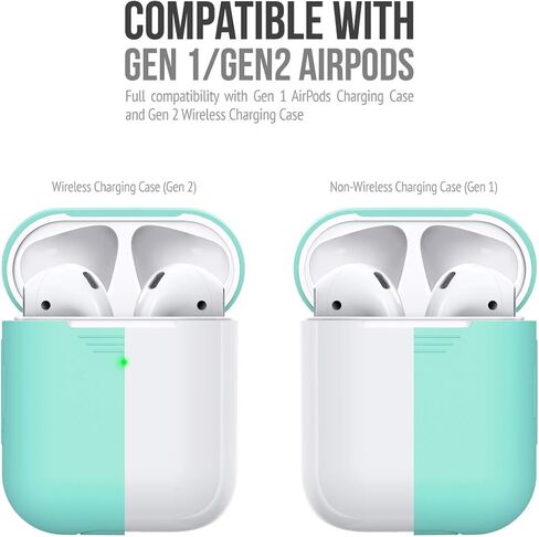 حافظة KeyBudz AirPods 2 & 1 [مصباح LED أمامي مرئي] غطاء واقٍ من السيليكون وجلد متوافق مع Apple AirPods (بدون حلقة تسلق، أحمر لافا) in Saudi Arabia