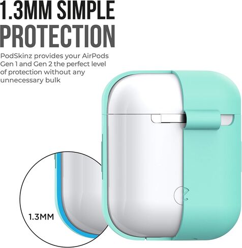 حافظة KeyBudz AirPods 2 & 1 [مصباح LED أمامي مرئي] غطاء واقٍ من السيليكون وجلد متوافق مع Apple AirPods (بدون حلقة تسلق، أحمر لافا) in Saudi Arabia