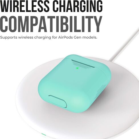 حافظة KeyBudz AirPods 2 & 1 [مصباح LED أمامي مرئي] غطاء واقٍ من السيليكون وجلد متوافق مع Apple AirPods (بدون حلقة تسلق، أحمر لافا) in Saudi Arabia